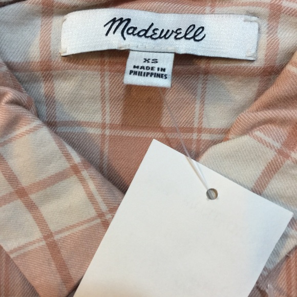 Madewell Oversized Ex Boyfriend Shirt Plaid Blush - Picture 7 of 7